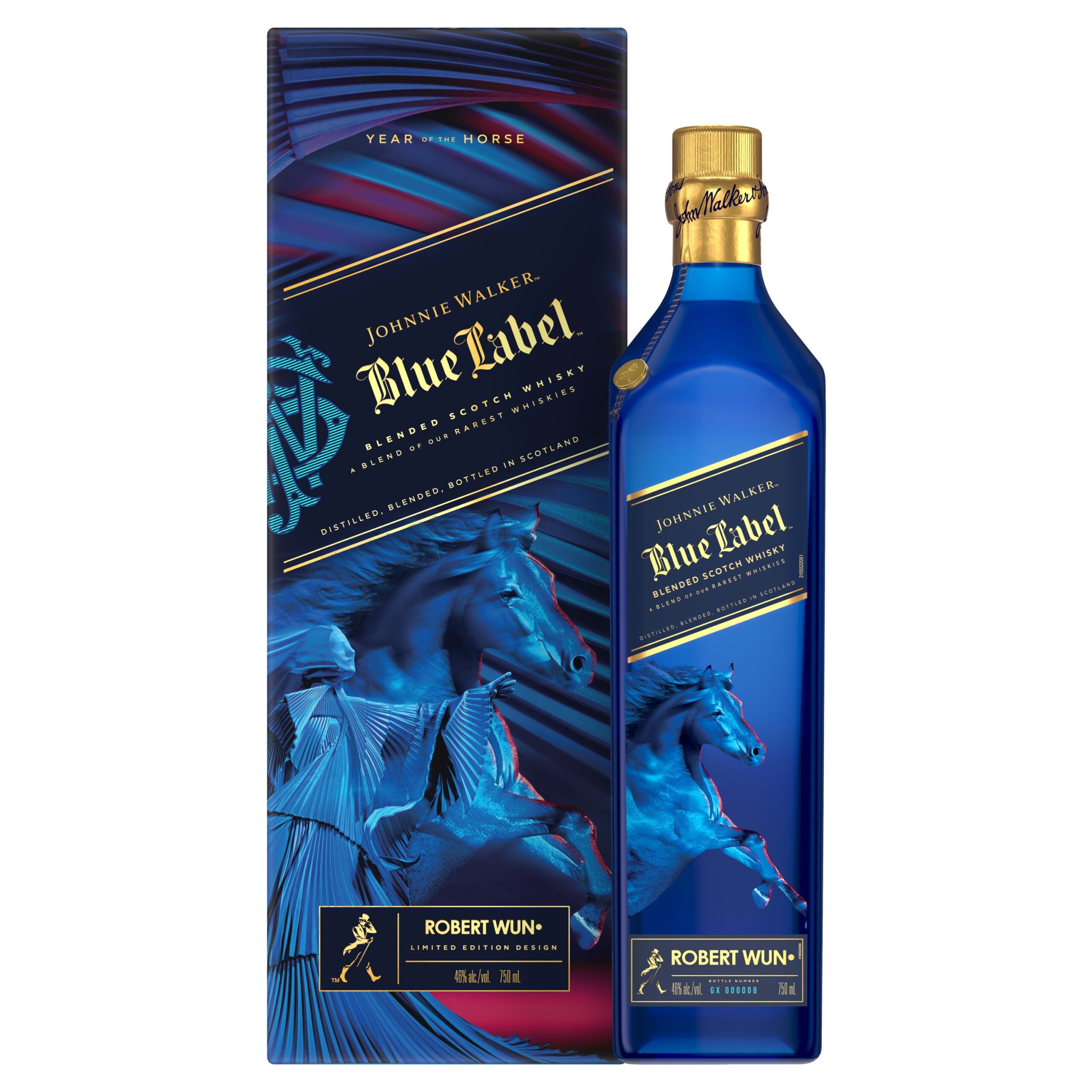 Johnnie_Walker_Blue_Label_Horse.jpg JOHNNIE WALKER BLUE LABEL SCOTCH BLENDED LIMITED LUNAR YEAR OF THE HORSE EDITION 750ML - Image 1