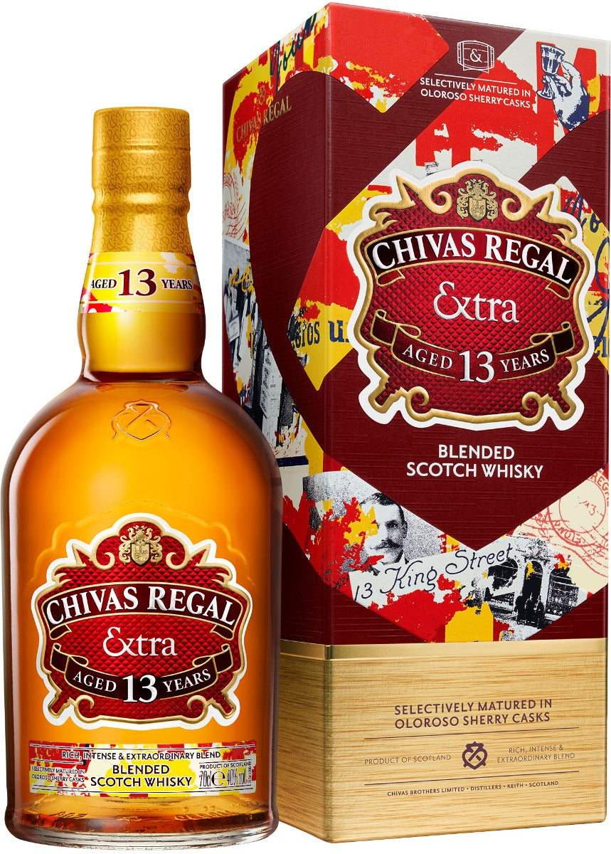chivas_extra_13_sherry_packshot_bottle_and_box.jpg CHIVAS REGAL EXTRA SCOTCH BLENDED MATURED IN OLOROSO SHERRY CASKS 13YR 750ML - Image 1
