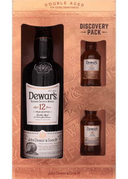 DEWARS SCOTCH BLENDED SPECIAL GFT BOX W/ 2X 50ML 12YR 750ML